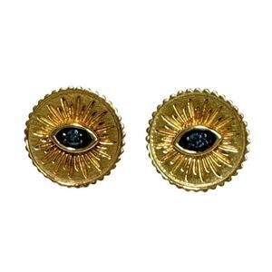 Rarities Blue Diamond Gold-Plated Sterling Silver Talisman Evil Eye Stud Earring